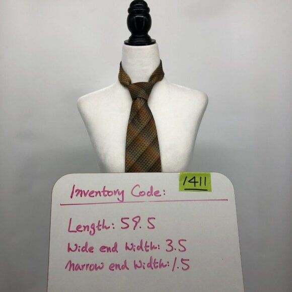 Tino Cosma for Harry Rosen Brown and tan patterned Wide Tie - Picture 8 of 9